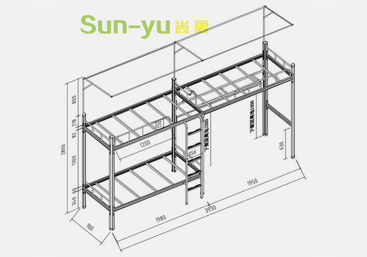 二連3人位-側(cè)梯-鋼架床設(shè)計(jì)圖