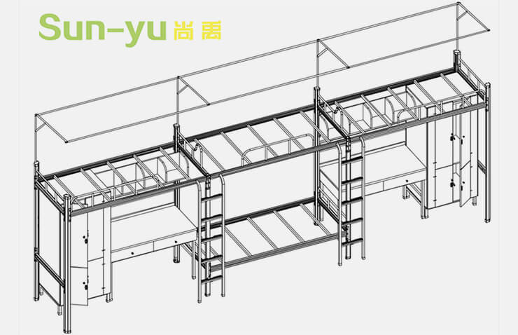 三連4人位-側(cè)梯-組合桌-組合設(shè)計(jì)圖