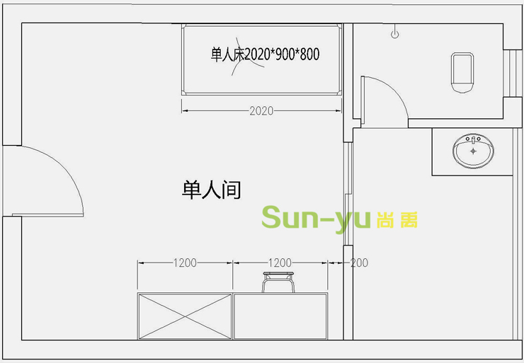 單人間平面布局圖