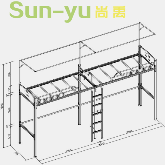 二連2人位側(cè)梯鋼架床設(shè)計(jì)圖