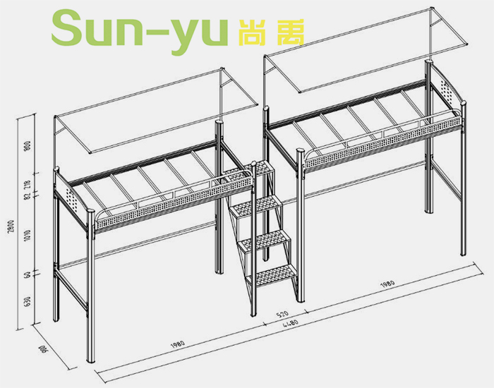 二連2人位中梯鋼架床設(shè)計(jì)圖