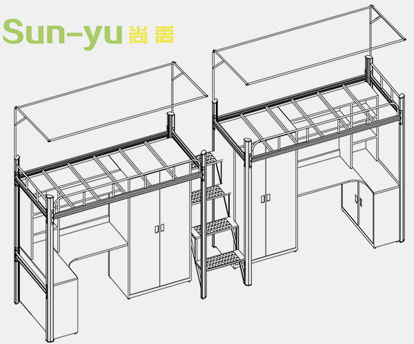 兩連2人位-中梯-組合公寓床設(shè)計(jì)圖