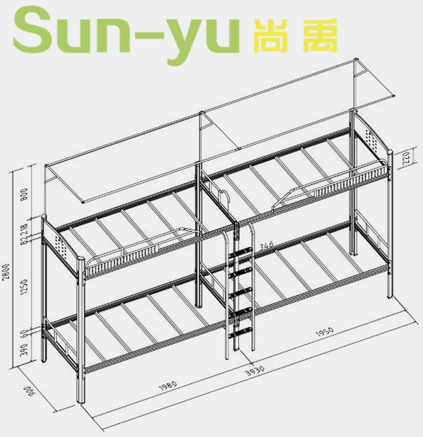 二連4人位高架床-側(cè)梯-定制設(shè)計(jì)圖