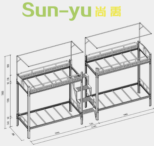 二連4人位-中梯-高架公寓床-定制設(shè)計(jì)圖