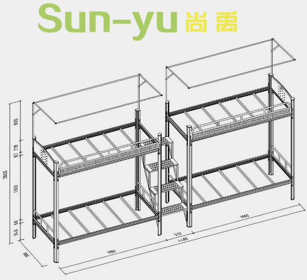 二連4人位-中梯-高架公寓床-定制設(shè)計(jì)圖