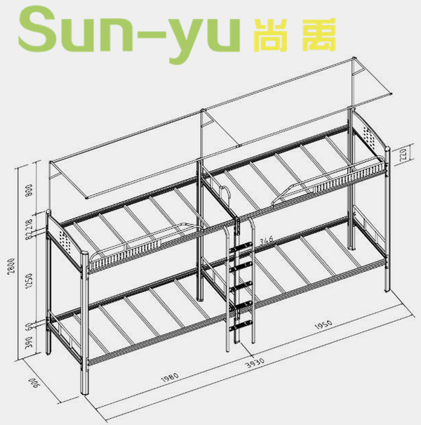 二連4人位-側(cè)梯-高架公寓床-定制設(shè)計圖