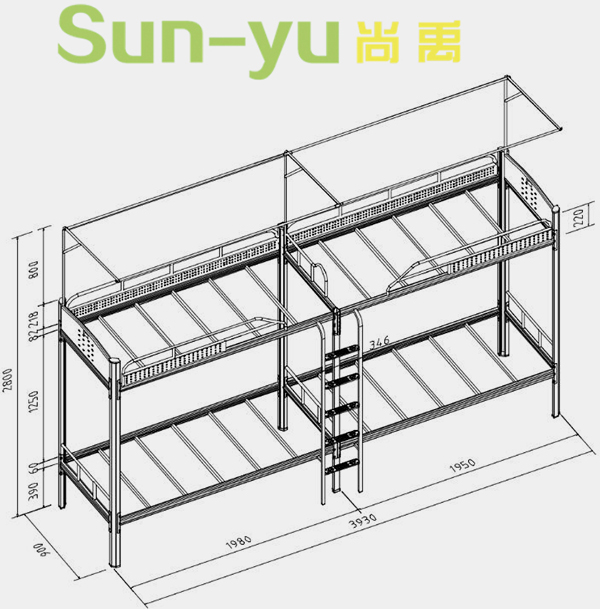 二連4人位-側(cè)梯-高架公寓床-定制設(shè)計圖