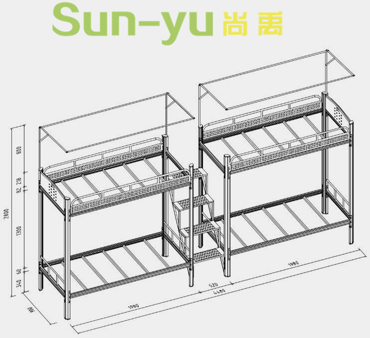 二連4人位-中梯-高架公寓床-定制設(shè)計圖