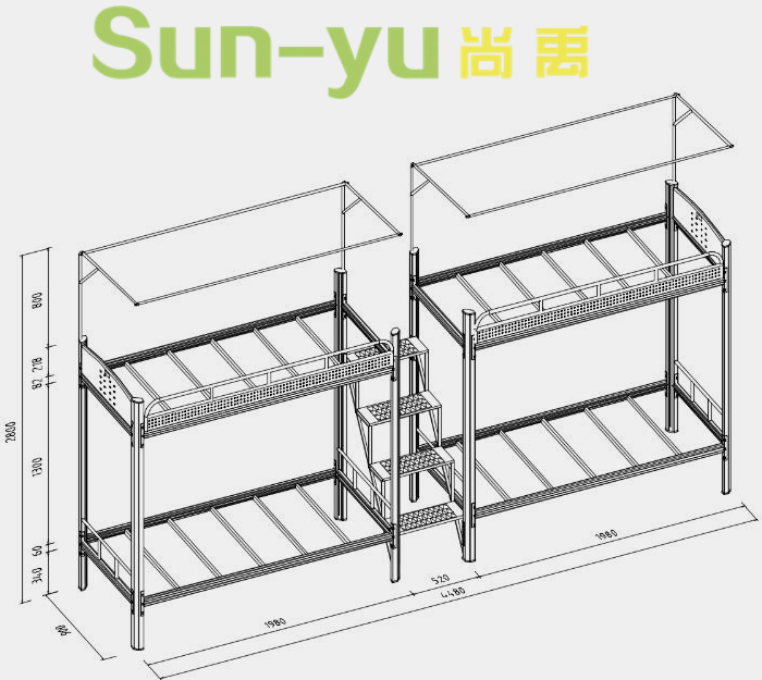 二連4人位-中梯-高架公寓床-定制設(shè)計圖